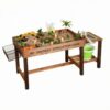 Guohetuk Children Play Kitchen Wooden Sandbox Table Outdoor Sand Activity Table Activity Bench with Printed Sign and Sand Container Suitable for Yards Patios Play Areas