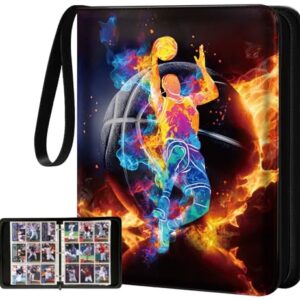 Gurgitat for 9 Pocket Trading Card Binder for 900 Cards - Large Capacity Card Collection Album Folder Double Sided Pocket with Zipper Basketball Design for Men Boys Teens for Sports Cards Game Cards