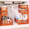GUUKAR Under Sink Organizer, 3-Tier Metal Sliding Drawers, 2-Pack Orange