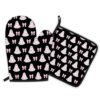 GUULIJEEMIY Pink Halooween Ghost Kitchen Oven Mitts and Pot Holders Sets