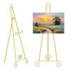 GWEUZMALL 46" H Adjustable Metal Display Easel - Vintage Gold Scroll Design, Rust-Proof Metal Stand for Showcasing Pictures, Artlork, Picture Frame and Wedding Signs