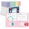 H4D 100 Pack Folders with Pockets, 2 Pocket Folders Bulk, Pastel Colors