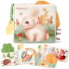 hahaland Baby Soft Cloth Crinkle Books Touch and Feel Sensory Infant Toy
