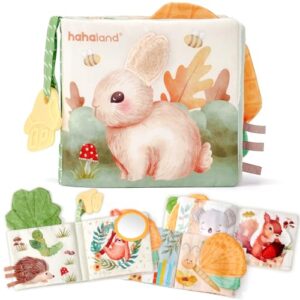hahaland Baby Soft Cloth Crinkle Books Touch and Feel Sensory Infant Toy