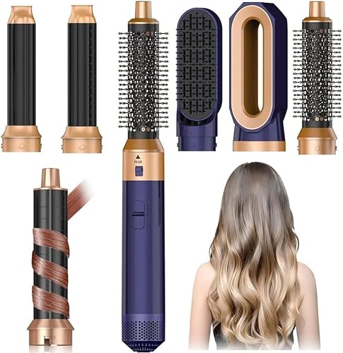 Hair Dryer Brush 5 in 1, Negative Ion Blow Dryer Brush Set - 110,000 RPM High- Speed Hot Air Brush Air Styler Curling Wrap Air Curler, Curling Iron Hair Styling Tool for Straight Curl Drying Smoothing