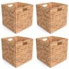 HAKELPOK Foldable Water Hyacinth 12 In Cube Storage Baskets Set of 4
