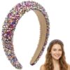 HAKONELIFE 1 PCS Wide Padded Sequin Headband Plastic Hair Hoop (multicolor)