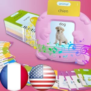 HALCONTORNO Bilingual English French Flash Cards for Kids - 510 Words, Pink
