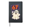 Halloween 67 Ghost Wooden Sign Funny Six Seven Meme Hardcover Journal, Black