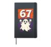 Halloween 67 Ghost Wooden Sign Funny Six Seven Meme Hardcover Journal, Black