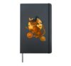 Halloween Abyssinian Cat Witch Flying on Broom Candy Moon Hardcover Journal, Black