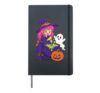 Halloween Anime Witch Girl Cauldron Potion Cute Kawaii Kids Hardcover Journal, Black