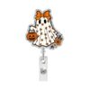 Halloween Badge Reel Orange Bow Ghost Badge Holder Pumpkin Badge Buddy with Retractable Clip Flowers Name Tag Holder for Student Nurse Worker Teacher Office Staff