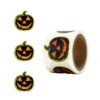 Halloween Black Cat and Pumpkin Sticker Roll, Acrylic, for Envelopes, Treat Bags, Gift Wrapping, Party Favors, Halloween, Cat and Pumpkin, 120 Stickers per Roll