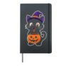 Halloween Black Cat Witch Hat Trick Or Treat Candy Bucket Hardcover Journal, Black