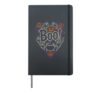 Halloween Boo Ghost Bat Cauldron Cute Vintage Line Art Hardcover Journal, Black