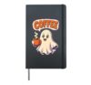 Halloween Coffee Lover Cute Ghost Holding A Cup Funny Hardcover Journal, Black