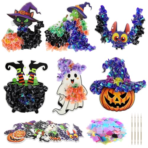 Halloween Crafts for Kids 12 Pack DIY Halloween Poke in Craft Kits Make You Own Poke in Arts with Pumpkin Bat for Boys Girls Fall Thanksgiving Dia de los Muertos Decor Activities Games Party Supplies