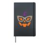 Halloween Cute Pumpkin Leopard Glasses Girls Fall Hardcover Journal, Black