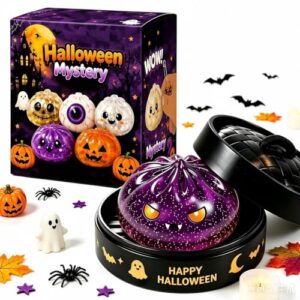 Halloween Dumplings Squishies Squeeze Toys, Spooky Glitter Dumpling Squishies Toys Stress Balls for Adults, Jumbo Giant Rainbow Dumpling Squshies with Steamer for Anxiety Relief, 01#Purple
