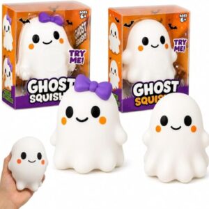 Halloween Ghost Squishy, Jumbo 5.7 Inch Slow Rising Squeeze Fidget , Soft Stress Relief Desk Accessory, Kawaii Ghost Decor, Fun Seasonal Decoration