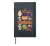 Halloween Grateful Stacked Pumpkins Buffalo Plaid Autumn Hardcover Journal, Black