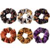 Halloween Hair Scrunchies, Witch Hat Ghost Cat Bat Pumpkin Hair Ties 6 Pcs