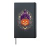 Halloween Jack O Lantern Moon Phases Celestial Line Art Hardcover Journal, Black