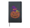 Halloween Leopard Print Pumpkin Witch Hat Cute Autumn Hardcover Journal, Black