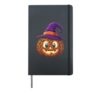 Halloween Leopard Print Pumpkin Witch Hat Cute Autumn Hardcover Journal, Black