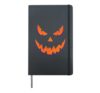 Halloween Minimalist Jack O Lantern Carved Pumpkin Face Hardcover Journal, Black