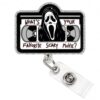 Halloween Nurse Badge Reel, Ghost Badge Holder, Spooky Retractable ID Card with 360°Rotating Alligator Clip, Name Tag Work Badge Clip for Nurse Doctor Healthcare Worker