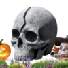 Halloween Outdoor Lighting, Resin LED Solar Powered Spooky Gothic Skull