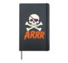 Halloween Pirate Arrr Skull Crossbones Costume Eye Patch Hardcover Journal, Black