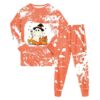 Halloween Print Long Sleeve Top with Pants Comfortable Outfits（Orange,6 Y)