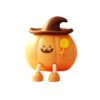 Halloween Pumpkin Night Cute Silicone LED Lamp With Witch Hat Soft Bedside Glow For Kids USB Rechargeable Control Nursery Decorations (Orange, 9.5X10cm)