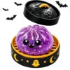 Halloween Pumpkin Stress Ball for Adults, Slow Rise Glitter Dumpling Spooky Ghost Decorations, Hallowee Cute Pumpkins Squeeze Fidget Toys for Anxiety Relief(Purple)