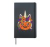 Halloween Pumpkin Unicorn Cute Flower Crown Girls Art Hardcover Journal, Black
