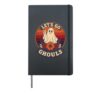 Halloween Retro Let's Go Ghouls Sunset Ghost Peace Sign Hardcover Journal, Black
