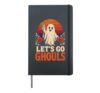 Halloween Retro Let's Go Ghouls Sunset Ghost Peace Sign Hardcover Journal, Black