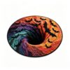 Halloween Rug, 3D Bat Optical Illusion, Spooky Round Horror Floor Mat