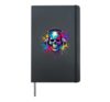 Halloween Splash Art Skull Headphones Skulls Hardcover Journal, Black