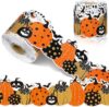 Halloween Stickers Rolls Pumpkin Bat Bulletin Board Border Decorations Glitter Orange Gold Cartoon Sticker Decals for Halloween Thanksgiving Party School Classroom Office Chalkboard Door Decor