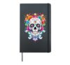 Halloween Sugar Skull Flower Calavera Dia De Los Muertos Hardcover Journal, Black