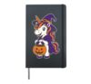 Halloween Unicorn Witch Hat Cute Pumpkin Girls Costume Hardcover Journal, Black