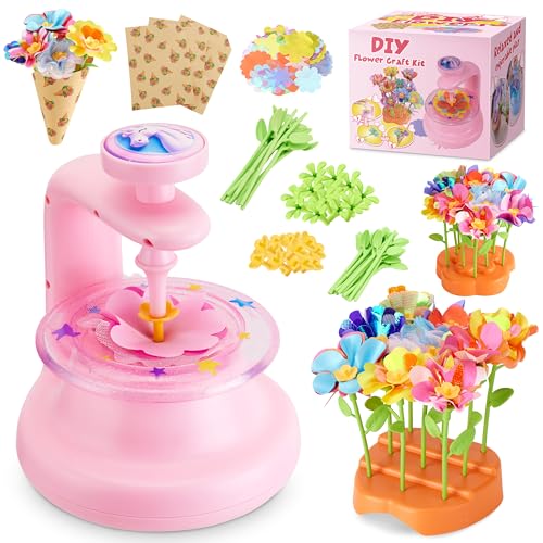 Hamdol DIY Flower Bouquet Craft Kit for Girls Ages 4-8, Creative Fabric Flower Making Set, Educational STEM Toy for Kids 5 6 7 8, Preschool Arts & Crafts Birthday or Valentine Gift for Boys and Girls
