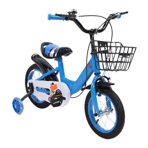 Hamwesh Kids Bike, Adjustable Seat Height Lightweight Iron Frame All Terrain Tires Bicycle for Kids 3-10 Training Wheels Bike with Basket for Boys Girls Toddlers Outdoor Riding Cycling (14 Inches)
