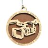 Handcrafted 3" Handheld Camcorder Christmas Ornament – Wood, Made in USA
