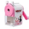 Hand‑Crank Pencil Sharpener, Auto‑Feed Manual Pencil Cutter Portable Pencil Sharpener for Students, Pink