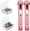 Handheld Paper Clam Clip Dispenser Large Size Pink with 100 Clips